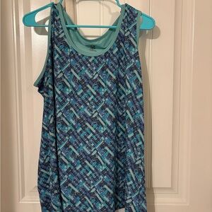 Stylish Blue Geometric Tank Top